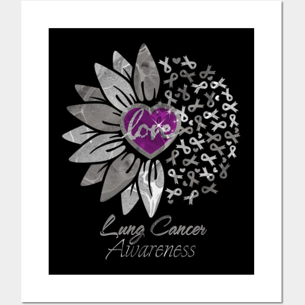 Lung Cancer Awareness Purple Heart Edition Wall Art by mythikcreationz